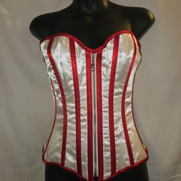 MEDIUM BLACK/RED zipper corset 26" tight lacing - Picture 13 of 15